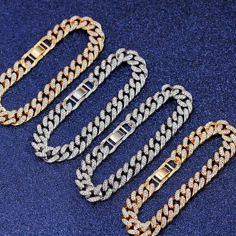 Women's Iced Out Rhinestone Cuban Chain Link Bracelet